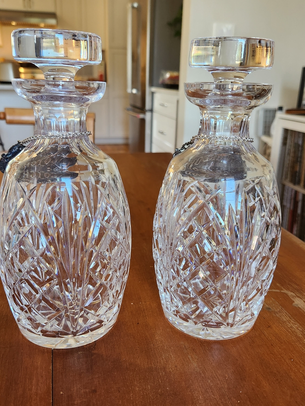 Waterford Crystal Vintage Decanter Set With Silver Plated Tags Bourbon Scotch - Picture 7 of 15